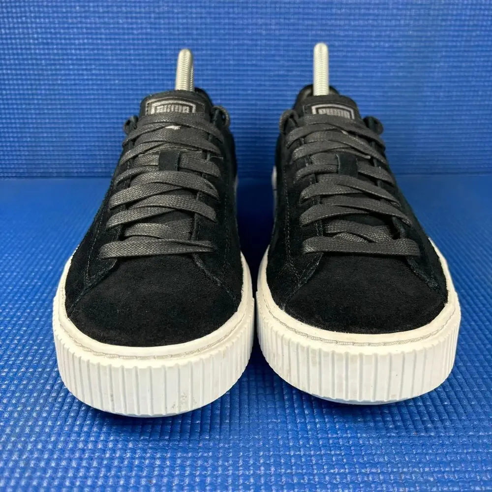 🔴 PUMA SUEDE PLATFORM Women`s Size 8 Black White Comfort Shoes 362223 01